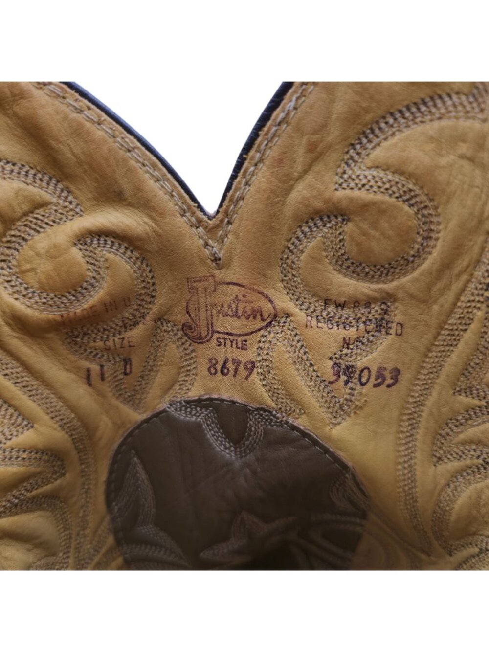 Vintage Exotic Python Snakeskin Justin Mens 11D Brown Cowboy Western Boots USA - Picture 15 of 16